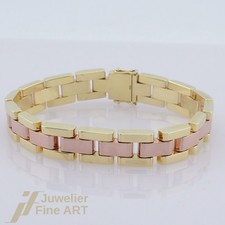 Armband - Fantasie-Muster - 14K/585 Gelbgold / Rotgold - ca. 19,0 cm