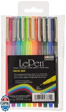 Uchida 4300-10F 10 Piece Le Neon Pen Mix, Set, Fluorescent Pink, Fluorescent 