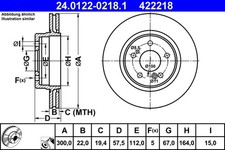 2x Bremsscheibe ATE 24.0122-0218.1 für MERCEDES R129 SL W210 KLASSE W124 124 280
