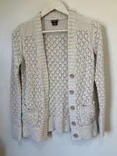 Eddie Bauer Knit Button Front Cardigan Beige 100 Cotton Women s Extra Small