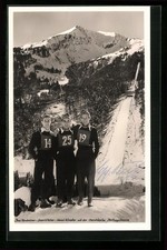 AK Oberstdorf, Internationale Ski-Flug-Woche 1950, Toni Brutscher, Sepp Weiler  