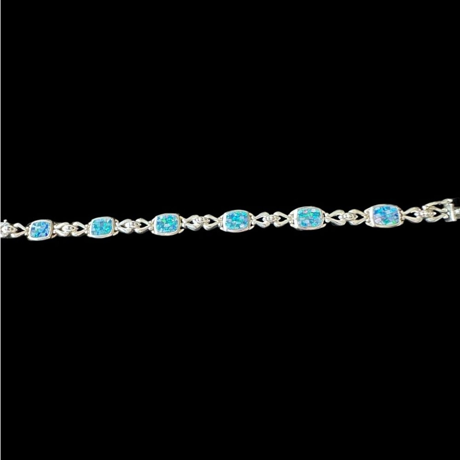 Solid 8” Solid STERLING SILVER 925 MOSAIC OPAL TE… - image 1