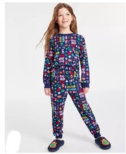 Family PJs Kids Holiday Toss Christmas 2 PiecePajamas Blue Multicolored XS 4-5 