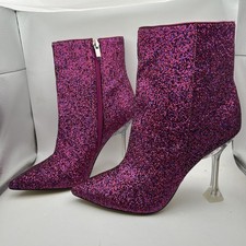 NEW Nine West Tonight Dress Glitter Booties Size 8 M Magenta Blue
