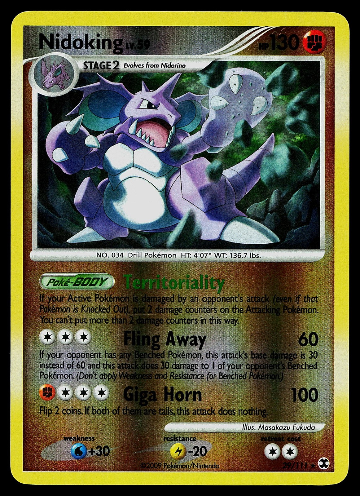 Pokemon Card - Nidoking Rising Rivals 29/111 Reverse Holo