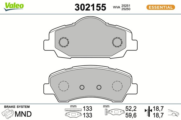 Valeo Bremsbelagsatz Scheibenbremse Essential 302155 FüR Peugeot SW CitroËN 308-image