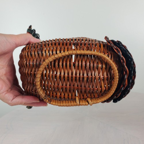 Vintage Wicker Turkey Woven Rattan Bread Basket Planter Farmhouse Country Decor - Picture 7 of 15
