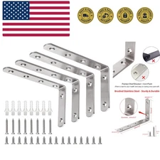 L Bracket, 5" x 3" Max Load: 35lb/15KG Heavy Duty Stainless Steel Solid Shelf...