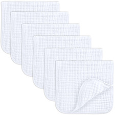 6pc 20x10" Muslin Burp Cloths,6-Layer Ultra Absorbent 100 Cotton for Baby Drool