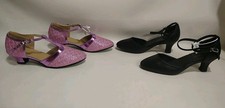 2 Pairs Womens Ballroom Latin Dance Shoes Closed Toe High Heels Black US Sz 6.5