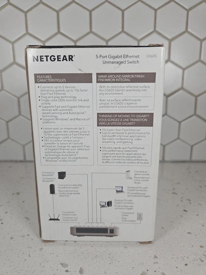 NETGEAR GS605 5-Port Gigabit Ethernet Unmanaged Switch White - NEW & SEALED - Image 3 of 4