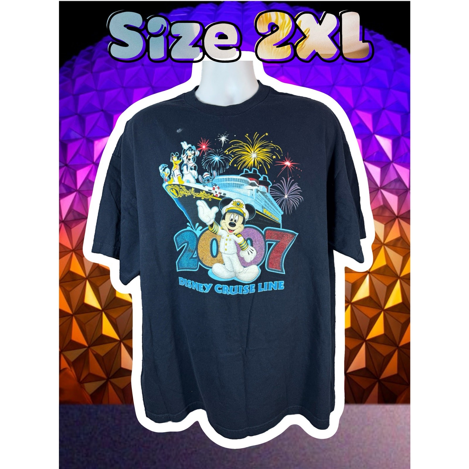 Vintage Disney 2007 Cruise Line T Shirt 2xl Mickey Mouse Blue