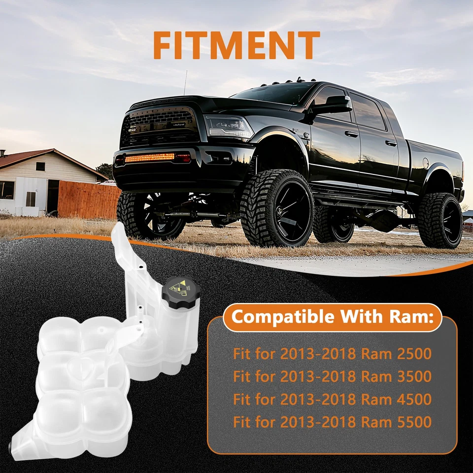 Depósito de refrigerante de motor presurizado con tapa para Ram 2500 3500 4500 5500 2013-2018 Foto 2 de 4