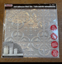 3D Gray Faux Tin Peel Stick Vinyl Wall Tile Backsplash Lgt weight 12" LOT of 9