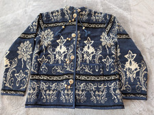 Vintage Flashback Women Size M Blazer Blanket Jacket Tapestry Blue/Tan Boho