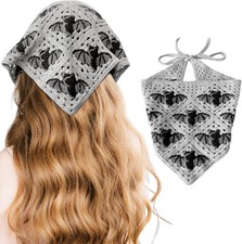 Gothic Crochet Bandana for Women, Handmade Triangle Knit Head Scarf for Hallowee
