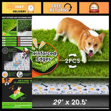 Large Dog Grass Pad with Tray, 29"x20.5", 2 Reusable Turf Pee Pads, Waterproof N