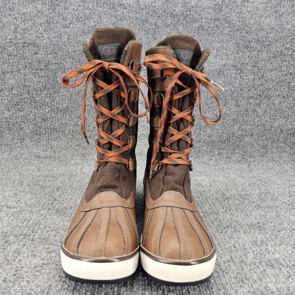 UGG Australia Baroness Womens Size 7 Brown Leather Waterproof Winter Boots - Image 4 of 4