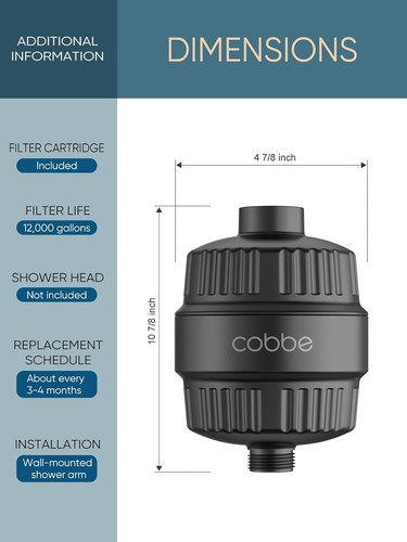 Filtro de ducha de alto rendimiento Cobbe HD HEAVY DUTY - 99% ELIMINACIÓN 1. Negro - Imagen 8 de 8