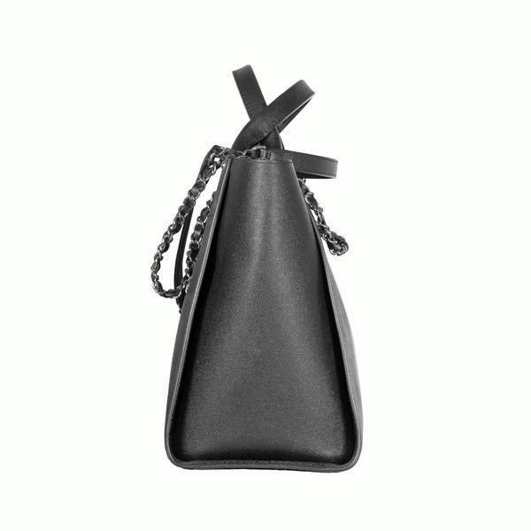 Bolso Deauville Mediano de Cuero Pebbled con Tachuelas Chanel Negro 2