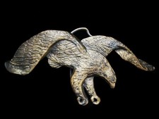 NG31102 COOL VINTAGE 1970s CUT-OUT  BALD EAGLE  BRASSTONE BELT BUCKLE