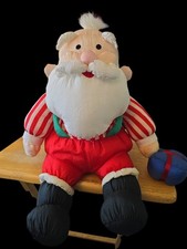 Vintage 13" Santa Claus Nylon Plush Stuffed Parachute Style J.S. International