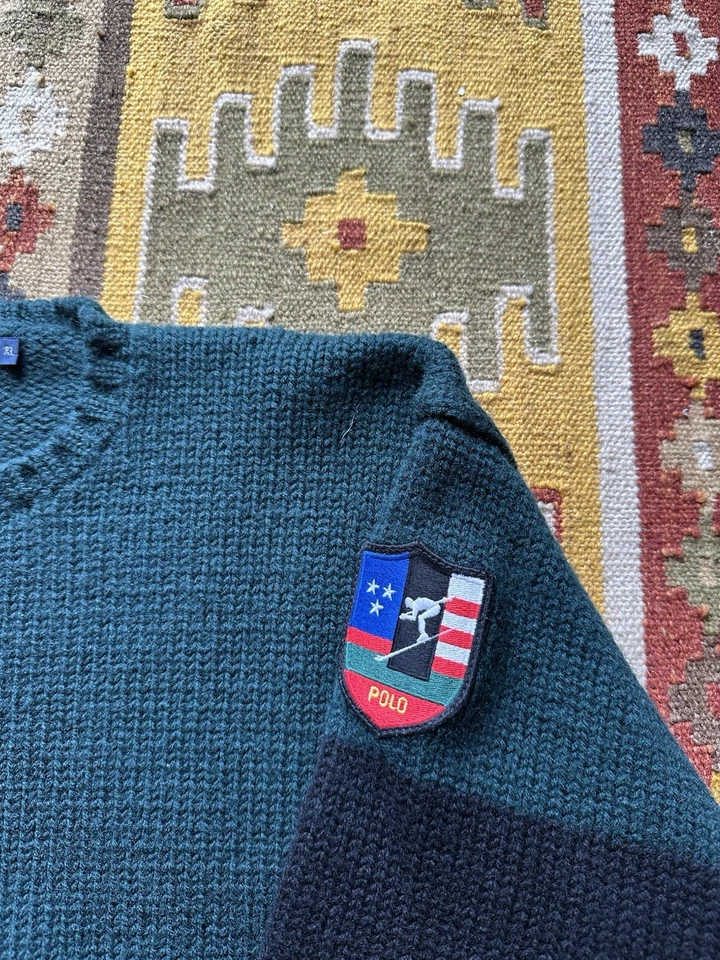 De Colección Polo Ralph Lauren Suéter Esquí Parche Lana Tejido Hombres XL RN 41381 Foto 3 de 4
