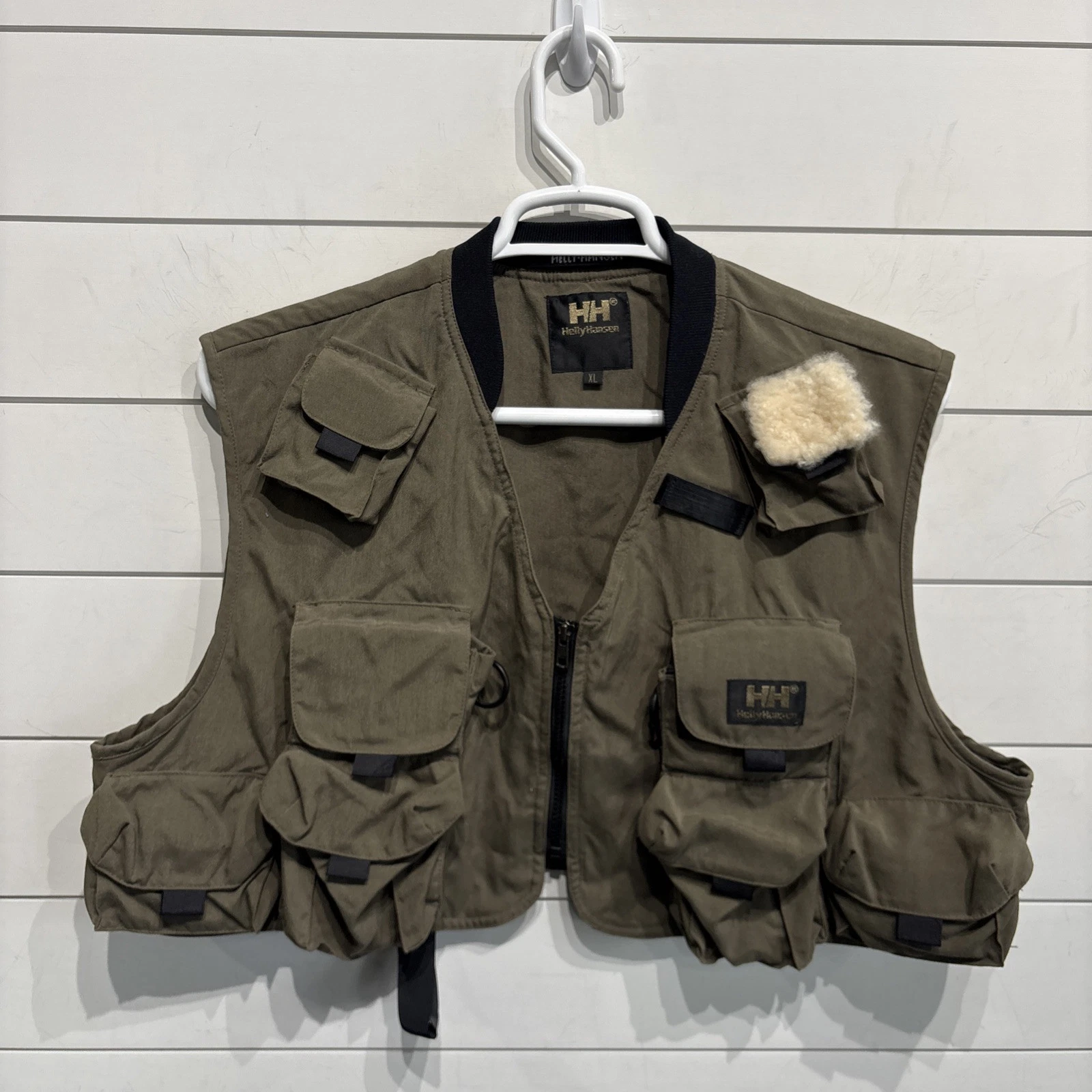 Vintage Helly Hansen Angler Utility Fly Fishing Cargo Army Vest Mens XL
