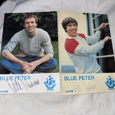 2x PETER DUNCAN  (BLUE PETER) HAND SIGNED VINTAGE BBC CAST CARDS -UNDEDICATED 
