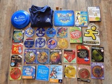 Vintage AOL America Online: 28 Promo Discs, 2 Pins, Polo Shirt, Frisbee RARE!