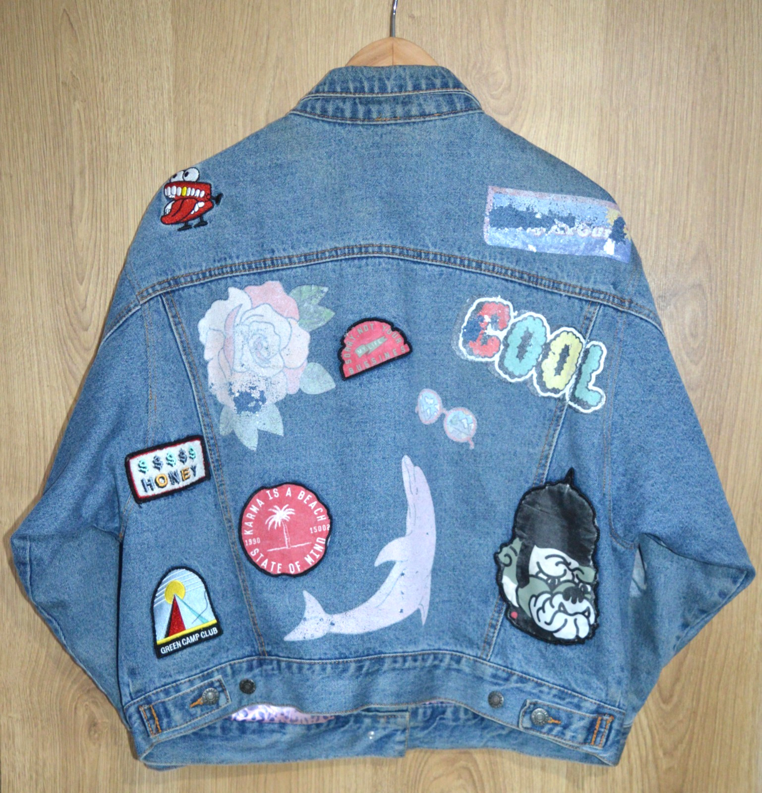 Pull & Bear Patchs / Print Denim Jean Jacket Wome… - image 8
