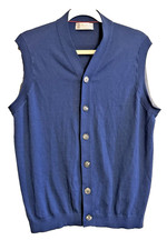 Brunello Cucinelli Men's Dark Blue 100 Cashmere V-Neck Vest Sleeveless Size L