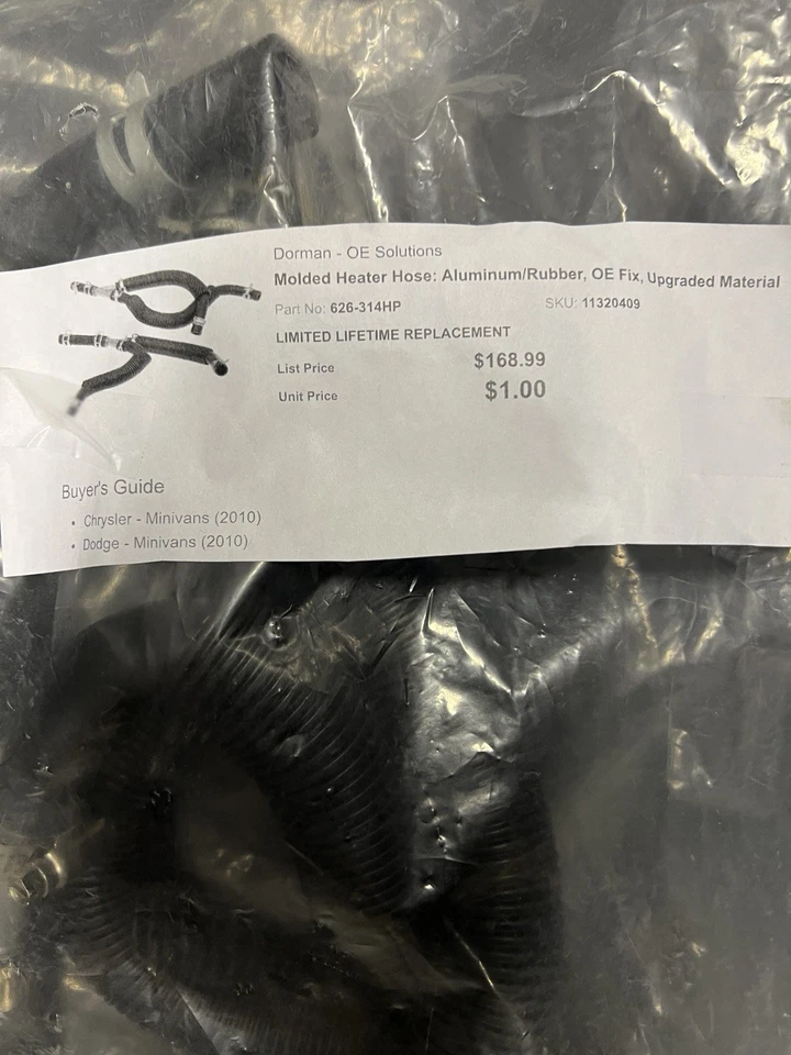 Шланг нагревателя Dorman 626-314HP для минивэнов Dodge, Chrysler (2010) новый из старых запасов - Изображение 4 из 4