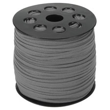 Suede Lanyard String with Roll Spool 98 Yard, Flat Microfiber Cord, Dark Gray
