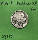 1916-P Buffalo 🦬 Indian Head Nickel 5c Cent Piece Good