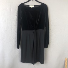Michael Michael Kors Dress Womens Medium Black Velvet Knot Front Long Sleeve