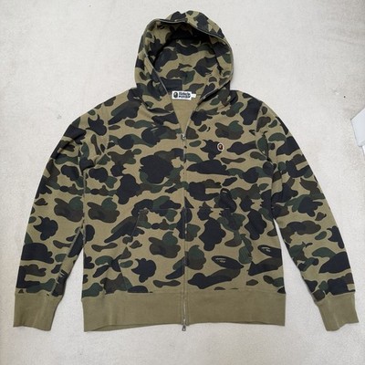 Authentic BAPE 1st Camo Green Full Zip Hoodie - Herren Large - NEUWERTIG