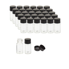 100 Pcs 3ml Sample Glass Vials with Screw Caps Clear Lab Storage Bottles Black C