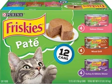 Purina Friskies Wet Cat Food Pate Variety Pack Salmon Dinner, Turkey and Giblets