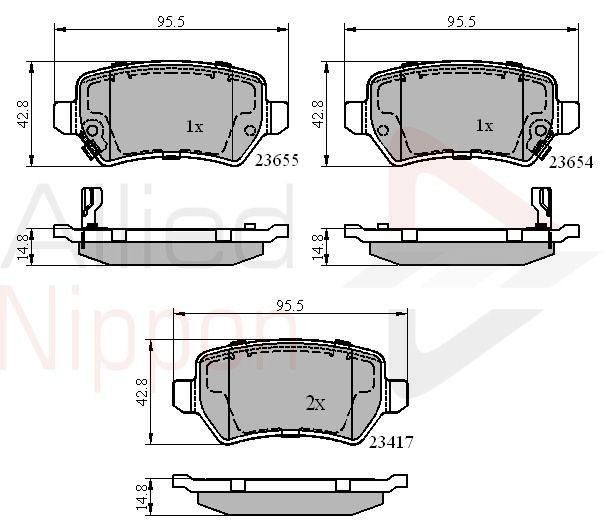 Brake Pad Set For Disc Rear Fits Chevrolet Kia Vauxhall ALLIED NIPPON ADB31551