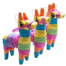 Pack de 3 Mini Burro Piñata 4x7 Decoración Fiesta Colgante Piñata Set Edades 3+