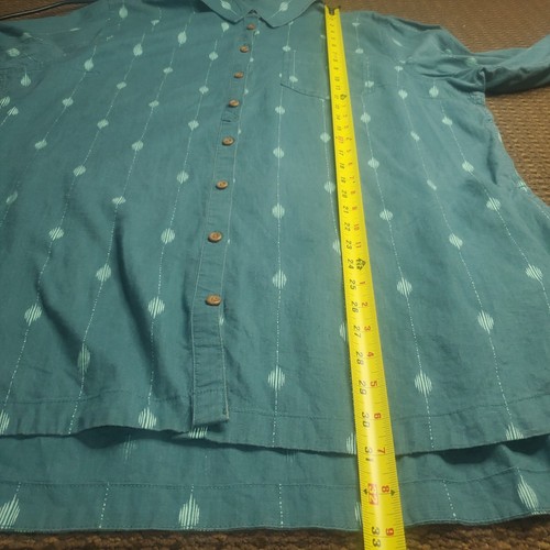 Duluth Trading Womens Xl Or 2xl Button Down Shirt 3 pockets Teal Long Sleeve - Picture 11 of 15