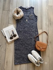 Gap Heather Blue Knit Midi Tank Dress Size S Sleeveless Casual Everyday Stretch