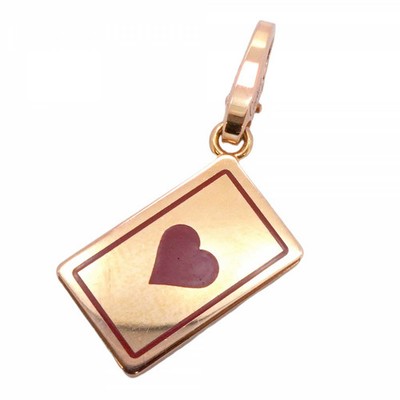 AUTH CARTIER PENDANT TOP PLAYING CARD HEART K18RG ROSE GOLD RED WOMEN'S F/S