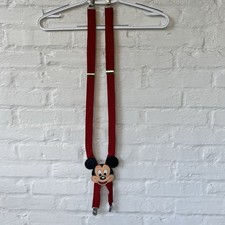 Vintage Walt Disney Productions Mickey Mouse Red Suspenders Adjustable For Kids