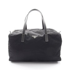 Prada Nylon Leather Tote Bag Women Black One Size 829895