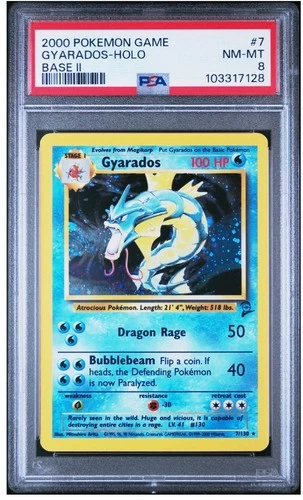 2000 POKEMON BASE SET 2 #7 GYARADOS-HOLO PSA 8
