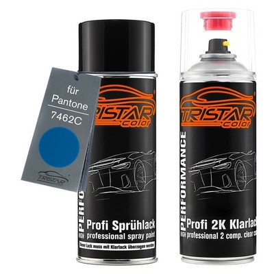 Autolack 2K Spraydosen Set für Pantone 7462C Blue Basislack 2K Klarlack