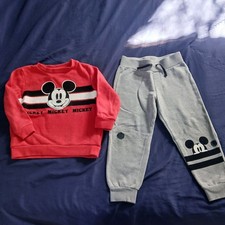 Mickey Mouse Sweatshirt  Sweatpants Outfit Red/Gray 4T Disney