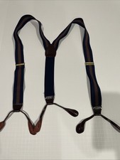 Pelican USA Men  s Blue Yellow Stripe Suspenders With Leather Brace Tabs